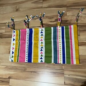 Gudrun Sjoden Modern Striped Geometric Print Cafe Curtain Valance with Ties